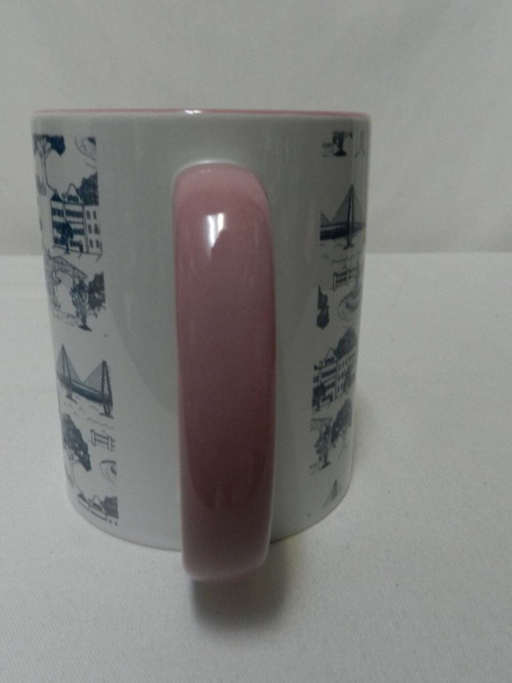Charleston, SC South Carolina Toile ceramic mug cup blue pink white 12 oz - Picture 6 of 8